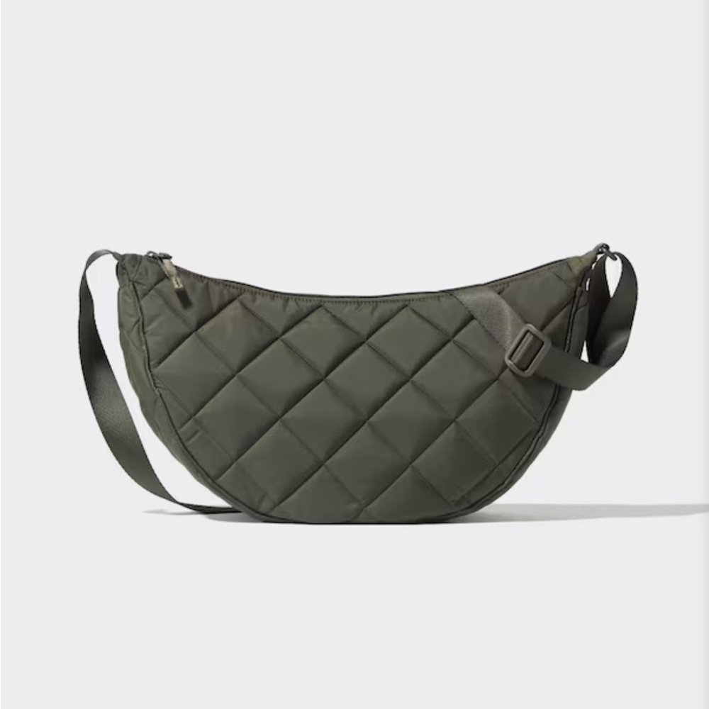 Uniqlo Olive Green Quilted Crescent Bag